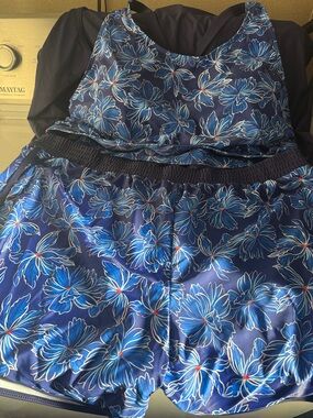 3 piece Blue Floral Active bathing suit